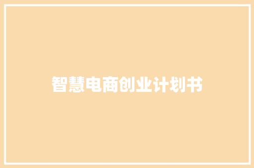 智慧电商创业计划书