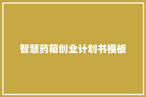 智慧药箱创业计划书模板