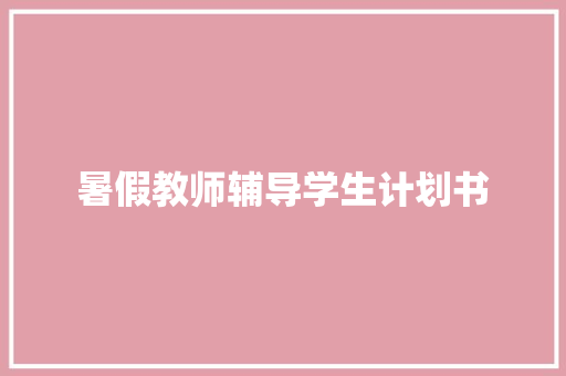 暑假教师辅导学生计划书