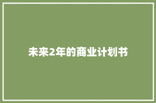 未来2年的商业计划书