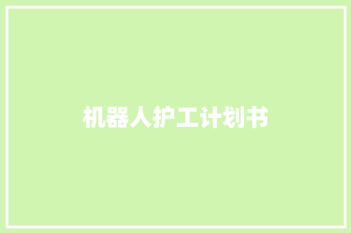 机器人护工计划书 范文赏析
