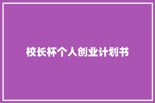 校长杯个人创业计划书 写作社区