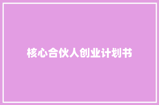 核心合伙人创业计划书