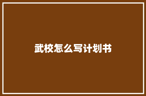 武校怎么写计划书