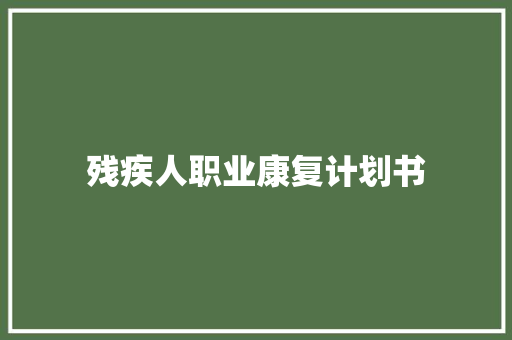 残疾人职业康复计划书 商业文案