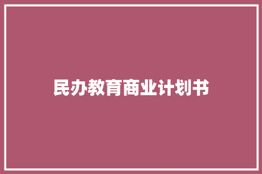 民办教育商业计划书