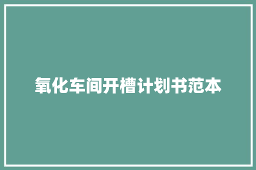 氧化车间开槽计划书范本