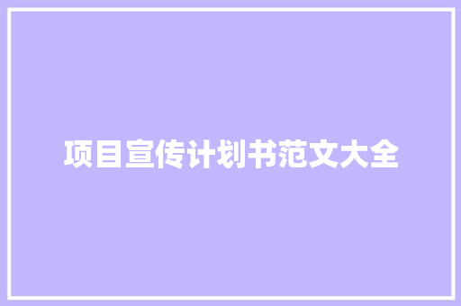 项目宣传计划书范文大全