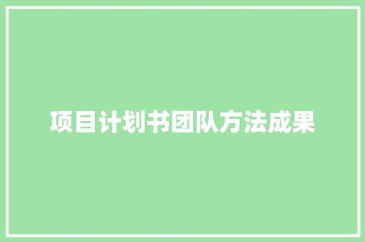 项目计划书团队方法成果 写作素材