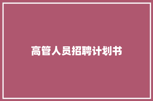 高管人员招聘计划书 报告写作