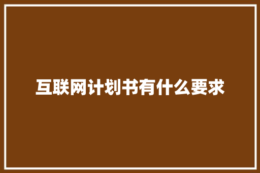 互联网计划书有什么要求