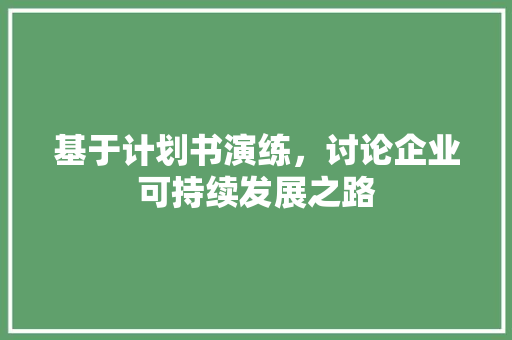 基于计划书演练，讨论企业可持续发展之路