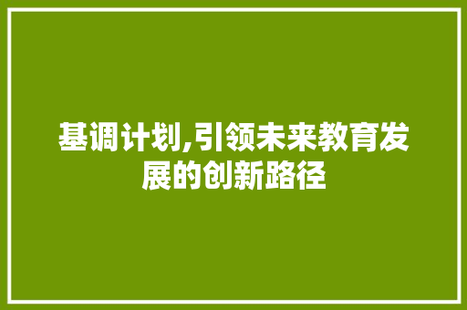 基调计划,引领未来教育发展的创新路径