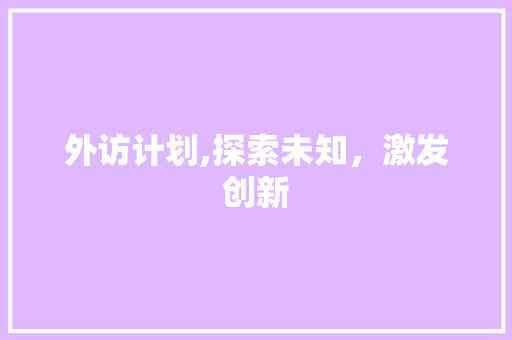 外访计划,探索未知，激发创新