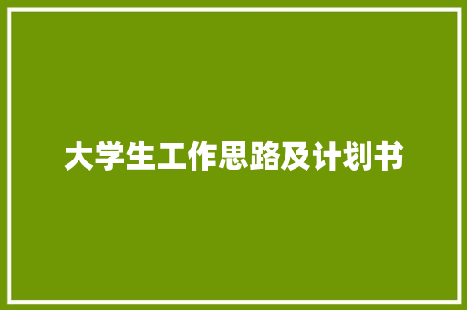 大学生工作思路及计划书