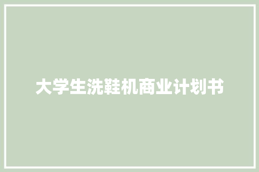 大学生洗鞋机商业计划书