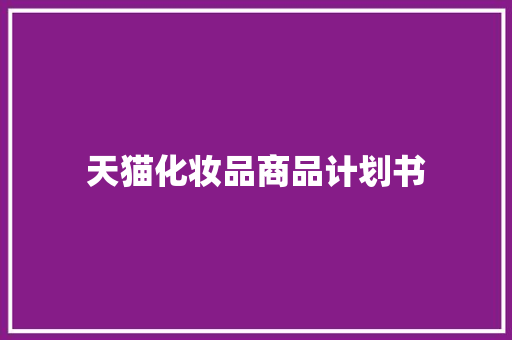 天猫化妆品商品计划书