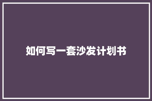 如何写一套沙发计划书