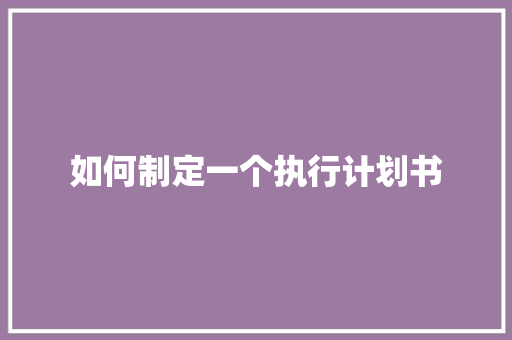 如何制定一个执行计划书 报告写作