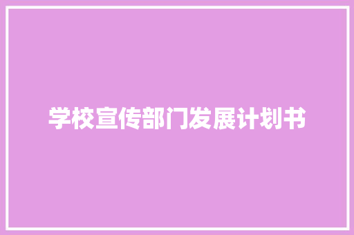 学校宣传部门发展计划书