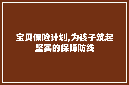 宝贝保险计划,为孩子筑起坚实的保障防线 写作技巧