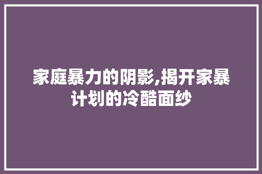 家庭暴力的阴影,揭开家暴计划的冷酷面纱