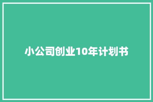 小公司创业10年计划书