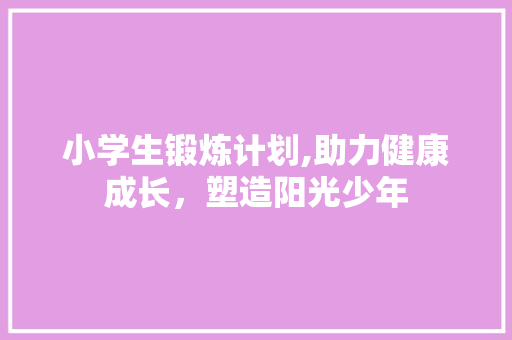 小学生锻炼计划,助力健康成长，塑造阳光少年