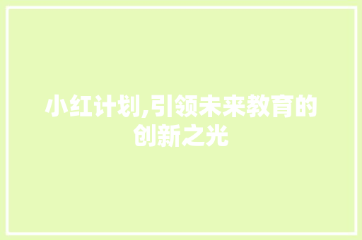 小红计划,引领未来教育的创新之光