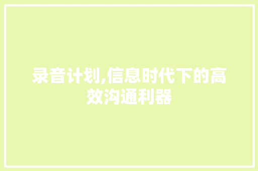 录音计划,信息时代下的高效沟通利器 词汇积累