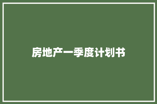 房地产一季度计划书