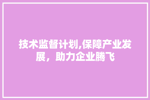 技术监督计划,保障产业发展，助力企业腾飞