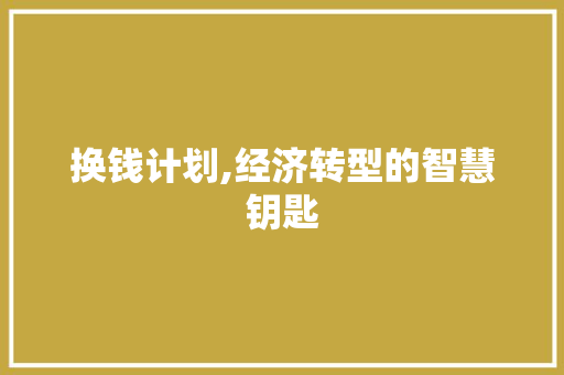 换钱计划,经济转型的智慧钥匙