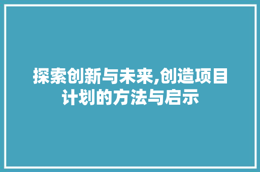 探索创新与未来,创造项目计划的方法与启示