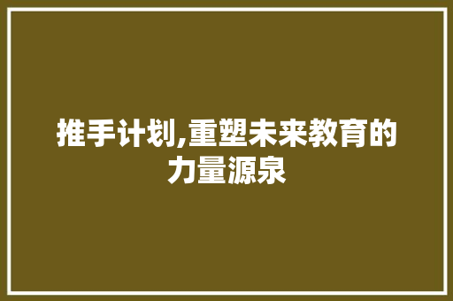 推手计划,重塑未来教育的力量源泉