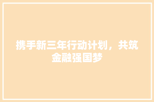 携手新三年行动计划，共筑金融强国梦
