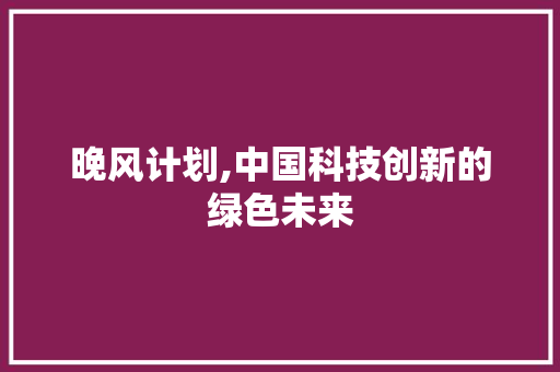 晚风计划,中国科技创新的绿色未来 写作技巧