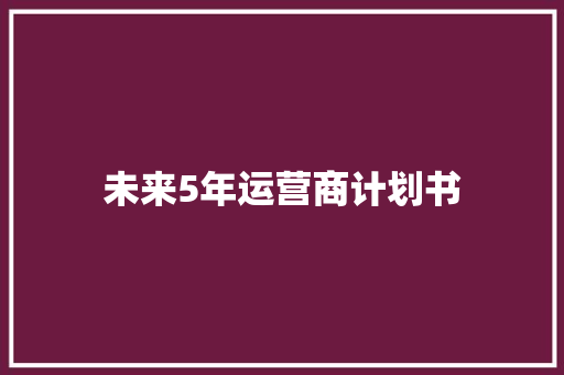 未来5年运营商计划书 报告写作