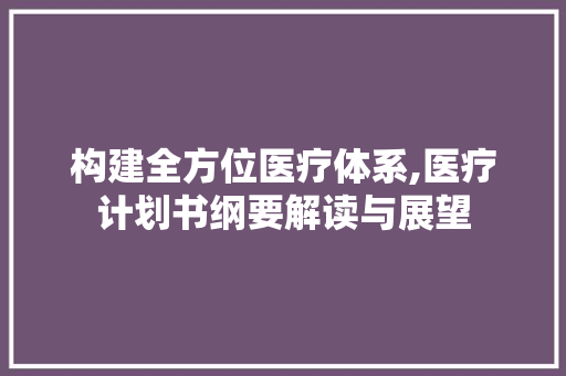 构建全方位医疗体系,医疗计划书纲要解读与展望 词汇积累