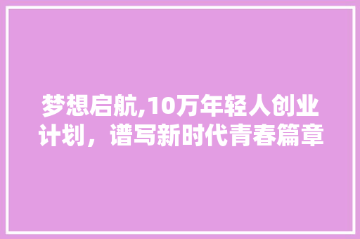 梦想启航,10万年轻人创业计划，谱写新时代青春篇章