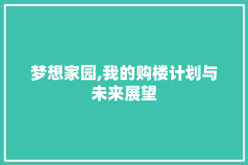 梦想家园,我的购楼计划与未来展望