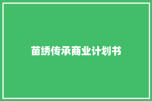 苗绣传承商业计划书 写作素材