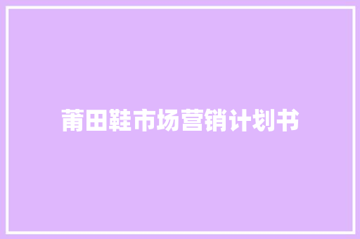 莆田鞋市场营销计划书 词汇积累