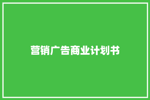 营销广告商业计划书 写作技巧