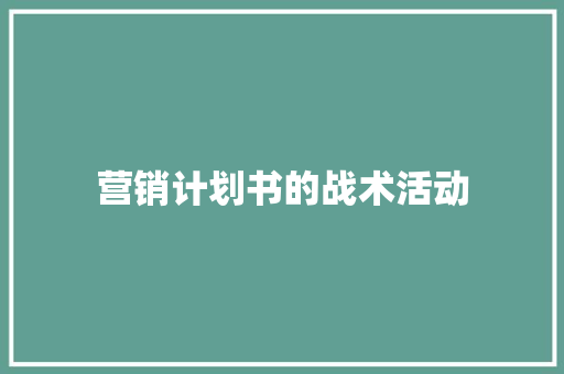 营销计划书的战术活动 商业文案