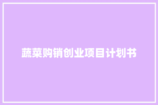 蔬菜购销创业项目计划书