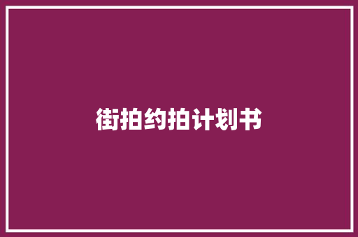 街拍约拍计划书