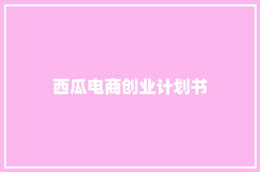 西瓜电商创业计划书 写作技巧