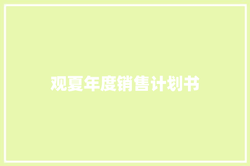 观夏年度销售计划书
