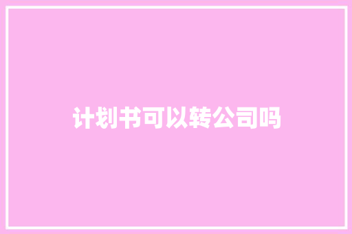 计划书可以转公司吗 词汇积累